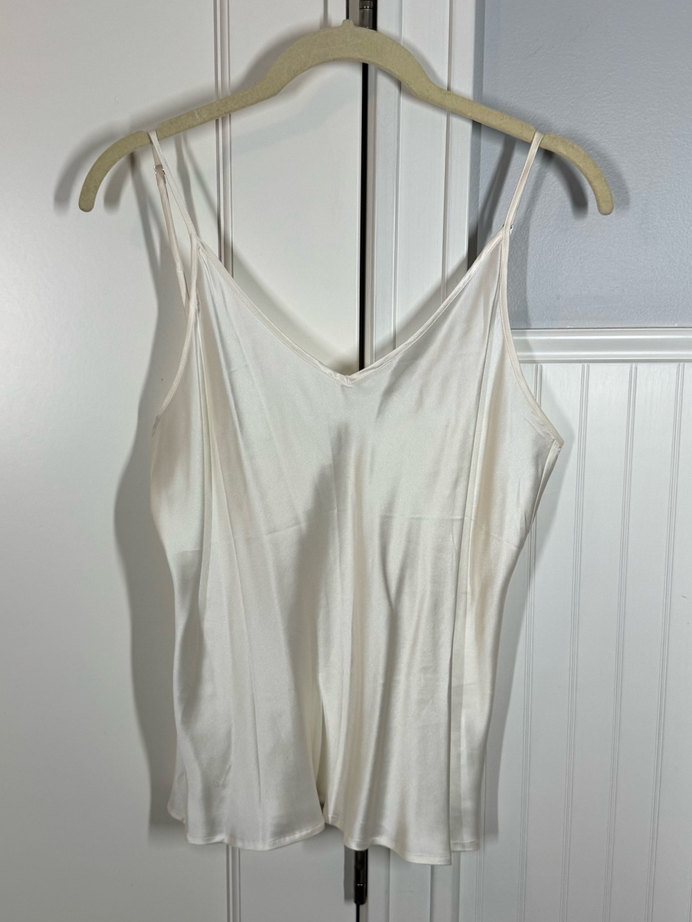 LILYSILK 100% Mulberry Silk Camisole White V-Neck Tank Adjustable Straps Medium